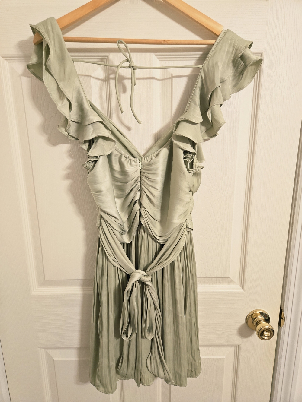 Mable Light Green Ruffle Mini Dress Size Large - Picture 2 of 6